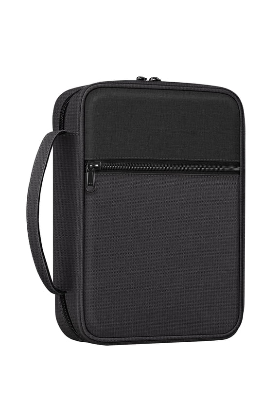 Bible Cover, Carrying Book Case Church Bag Bible Protective with Handle and Zippered Pocket, Perfect Gift for Men Women Father, Fabric Black