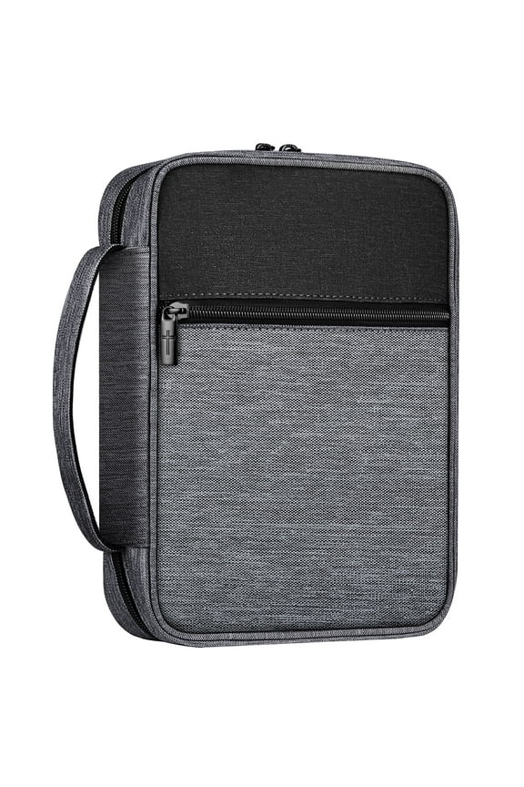 Bible Cover, Carrying Book Case Church Bag Bible Protective with Handle and Zippered Pocket, Perfect Gift for Men Women Father, Gray