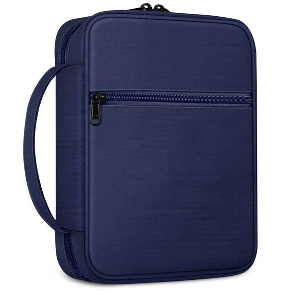 FINPAC Bible Cover, Carrying Book Case Church Bag Bible Protective with Handle and Zippered Pocket, Perfect Gift for Men Women Father, Navy