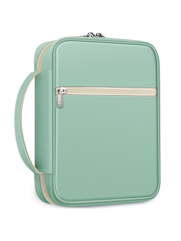 Bible Cover, Carrying Book Case Church Bag Bible Protective with Handle and Zippered Pocket, Perfect Gift for Men Women Father, Light Green