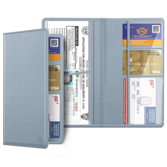 FINPAC Car Registration & Insurance Card Holder, Glove Box Card Organizer Wallet, Car Document Holder for Cards, Driver License & other Essential Documents, Ice Blue