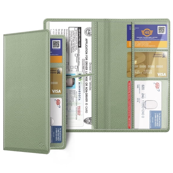 FINPAC Car Registration & Insurance Card Holder, Glove Box Card Organizer Wallet, Car Document Holder for Cards, Driver License & other Essential Documents, Sage Green