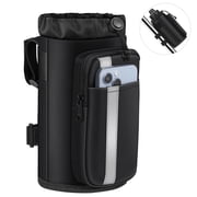 FINPAC Cup Holder for Bike, Universal Water Bottle Holder with Phone Pockets for Stroller Walker Golf Cart Rollator and Electric Scooter Handlebars, Drink Holde