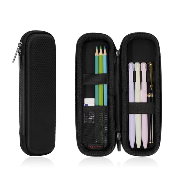 FINPAC Pencil Case, Hard Shell EVA Pen Pouch with Zipper, Shockprooof Storage Holder for Executive Fountain Pens, Stylus, Data Cables