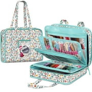FINPAC Sewing and Craft Supplies Storage Tote, Large Capacity Travel Packing Organizer Bag with Clear Pockets and Handle for Knitting, Crochet, Art, Sewing Acce