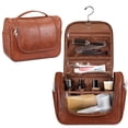FINPAC Travel Hanging Toiletry Bag for Men and Women, Large PU Leather ...
