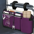 thumbnail image 1 of FINPAC Wheelchair Side Storage Bag, Wheelchair Armrest Accessories Pouch with Cup Holder, Pen Slot and Reflective Strips for Power Walkers, Rollators, Seniors, Purple, 1 of 8