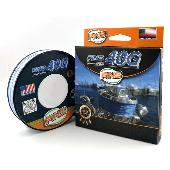 FINS Braids 40G High Strength-to-Diameter Ratio Braided Fishing Line, Blue 45 lb 3000 Yds