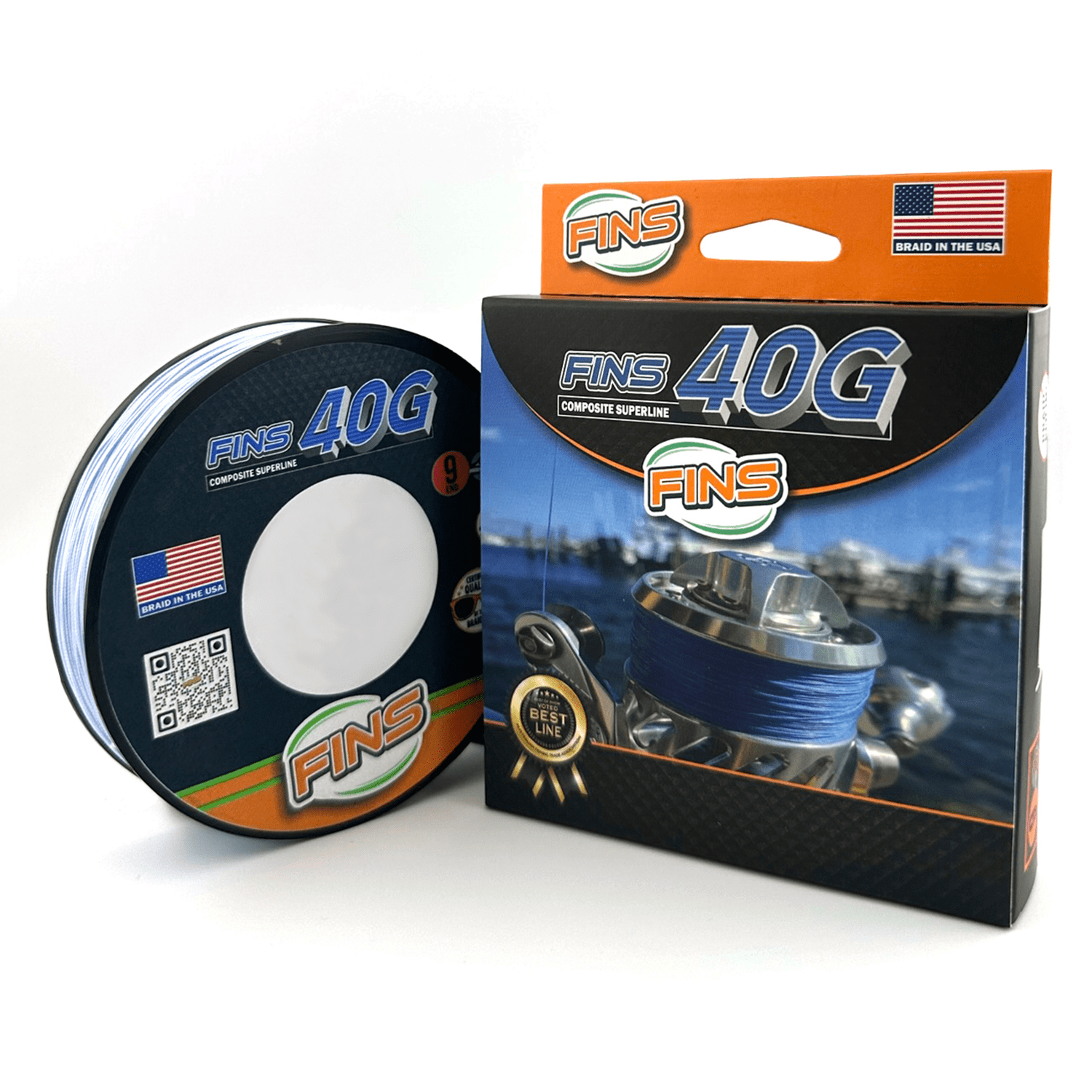FINS Braids 40G High Strength-to-Diameter Ratio Braided Fishing Line, Blue 45 lb 500 Yds