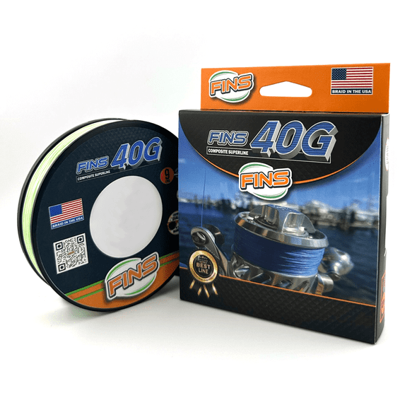 FINS Braids 40G High Strength-to-Diameter Ratio Braided Fishing Line, Chartreuse 25 lb 1500 Yds