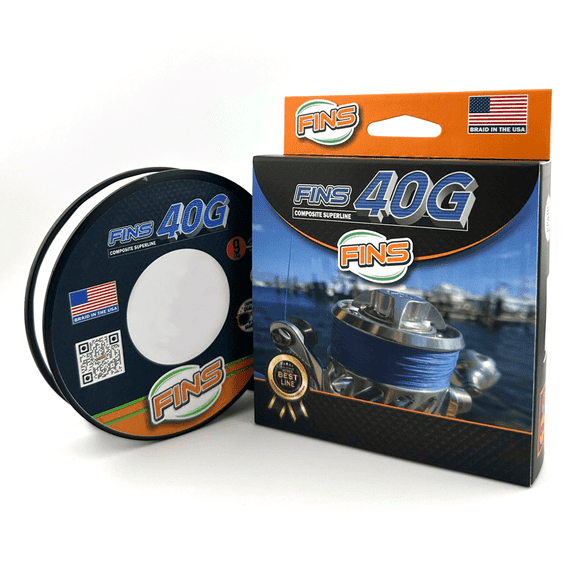 FINS Braids 40G High Strength-to-Diameter Ratio Braided Fishing Line, White 65 lb 300 Yds
