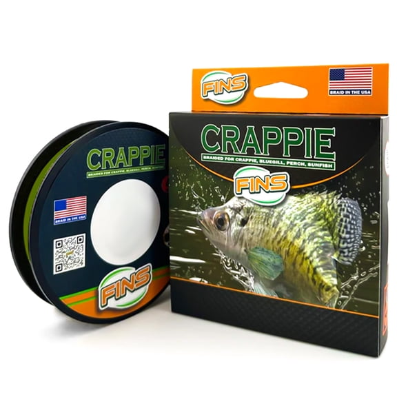 FINS Braids Crappie Ultra-Strong Thin Braided Fishing Line for Crappie, Slate Green 4 lb 100 Yds