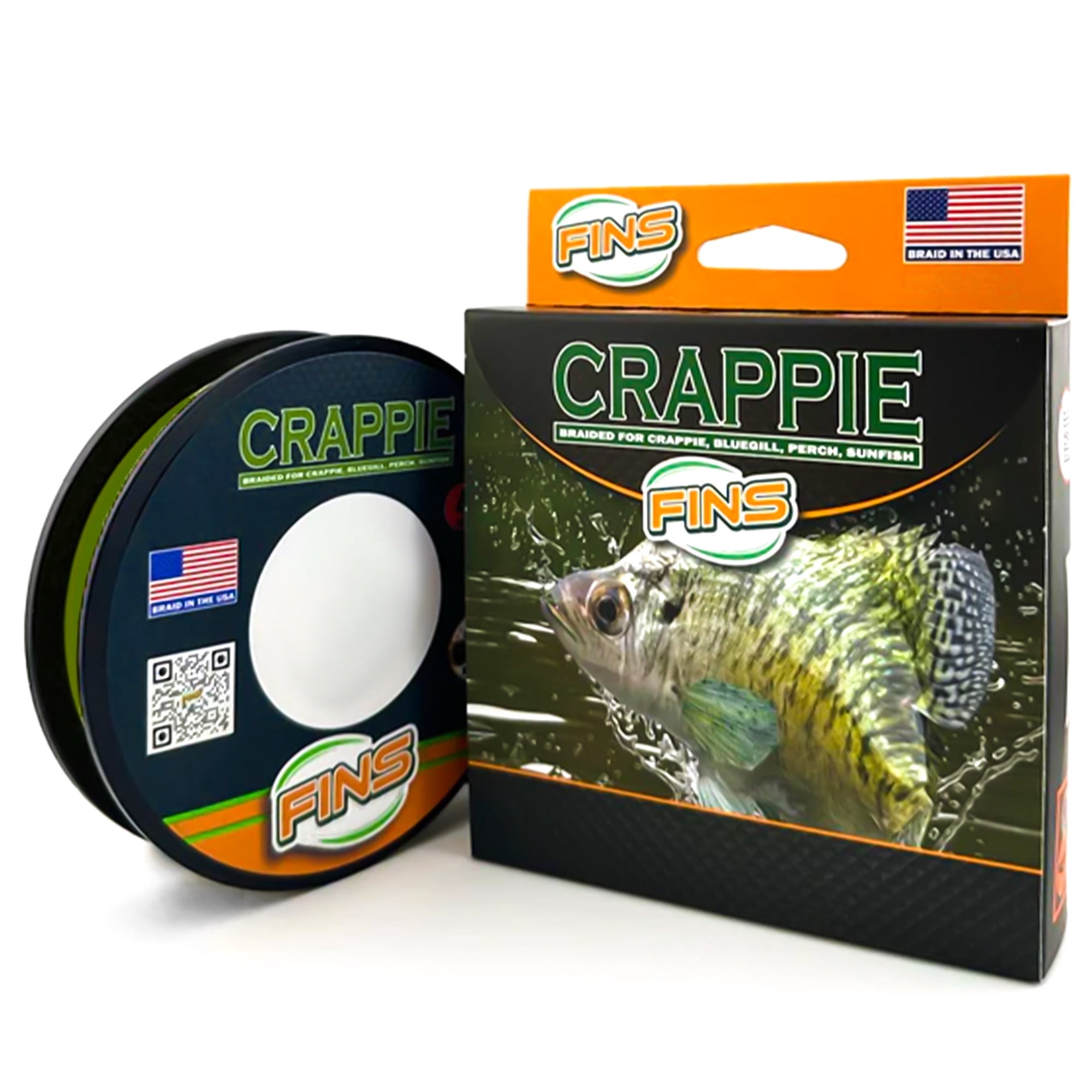 FINS Braids Crappie Ultra-Strong Thin Braided Fishing Line for Crappie, Slate Green 4 lb 500 Yds