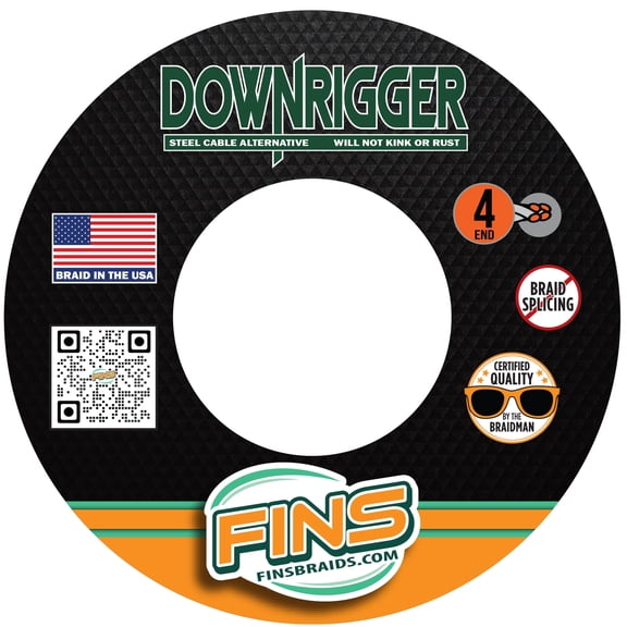 FINS Braids Downrigger Steel Cable Alternative Non-Corrosive Braided Fishing Line, 150 lb 100 Yds