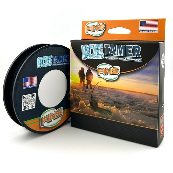 FINS Braids Icetamer Sub-Zero Non-Icing Micro Diameter Braided Ice Fishing Line Black 20 lb 150 Yds