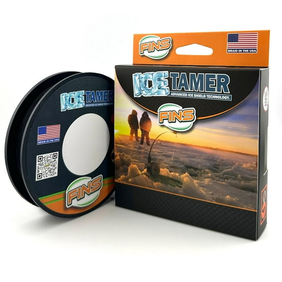 FINS Braids Icetamer Sub-Zero Non-Icing Micro Diameter Braided Ice Fishing Line Black 30 lb 50 Yds