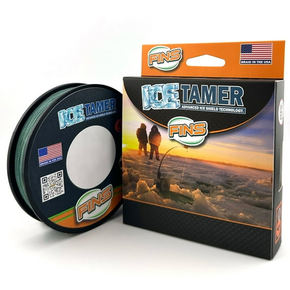 FINS Braids Icetamer Sub-Zero Non-Icing Micro Diameter Braided Ice Fishing Line Green 4 lb 150 Yds