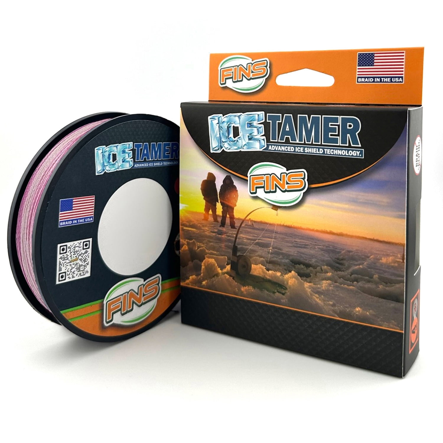 FINS Braids Icetamer Sub-Zero Non-Icing Micro Diameter Braided Ice Fishing Line Metered 6 lb 150 Yds