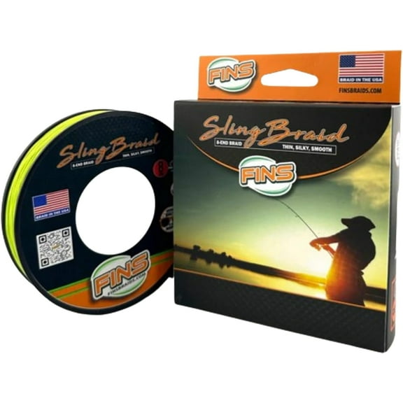 FINS Braids Sling Super Smooth 20% Stronger 8-End Braided Fishing Line, Chartreuse 5 lb 150 Yds
