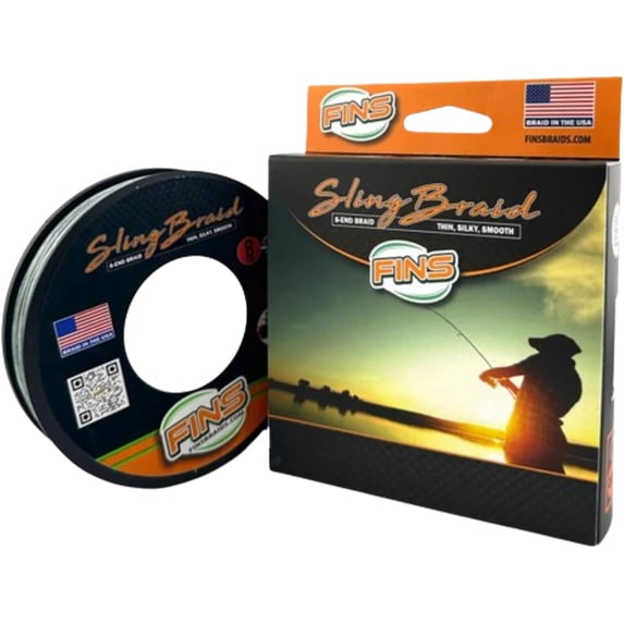 FINS Braids Sling Super Smooth 20% Stronger 8-End Braided Fishing Line, Green 10 lb 300 Yds