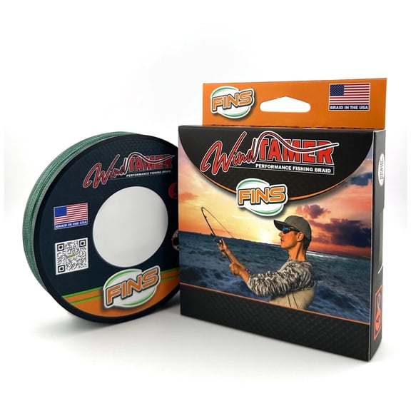 FINS Braids Windtamer Versatile Compact 4-End Braided Fishing Line, Slate Green 20 lb 150 Yds