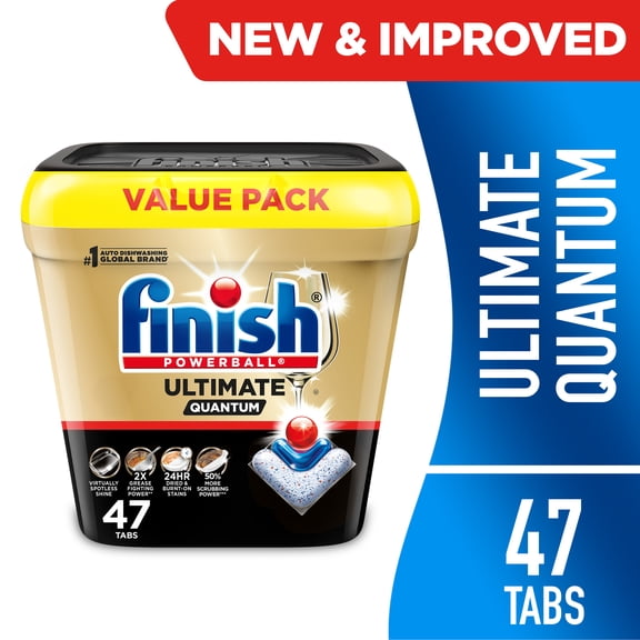 Finish Ultimate Quantum Dishwasher Pods, Dishwasher Detergent Dish Soap, 50% More Cleaning Power, 47 Tabs