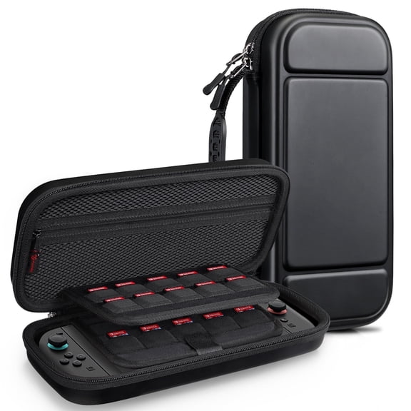 FINTIE Case for Nintendo Switch 2 (2025), Shockproof Hard Shell Carrying Cover Portable Protective Travel Bag with 20 Game Card Slots & Inner Pocket, Black