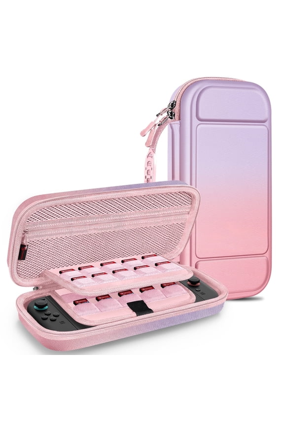 Case for Nintendo Switch 2 (2025), Shockproof Hard Shell Carrying Cover Portable Protective Travel Bag with 20 Game Card Slots & Inner Pocket, Fantasy Ombre