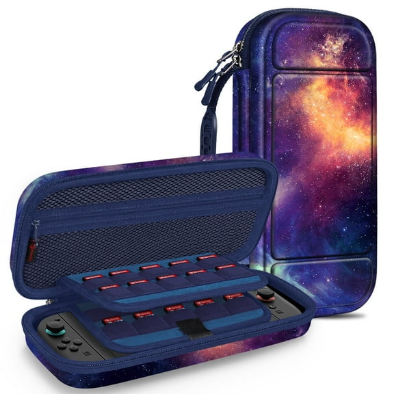 FINTIE Case for Nintendo Switch 2 (2025), Shockproof Hard Shell Carrying Cover Portable Protective Travel Bag with 20 Game Card Slots & Inner Pocket, Galaxy
