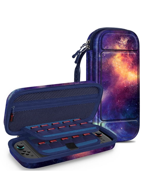 Case for Nintendo Switch 2 (2025), Shockproof Hard Shell Carrying Cover Portable Protective Travel Bag with 20 Game Card Slots & Inner Pocket, Galaxy