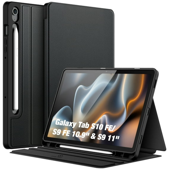 FINTIE Case for Samsung Galaxy Tab S10 FE/ S9 FE 5G 10.9 Inch/Tab S9 11 Inch with S Pen Holder, Slim Shield Multiple Angle Stand with Soft TPU Back Shell Cover, Black