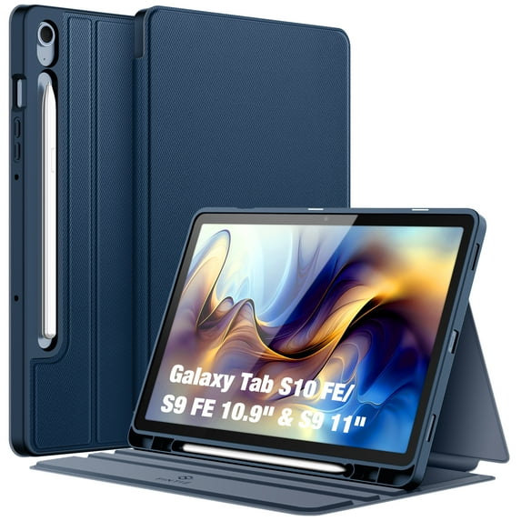 FINTIE Case for Samsung Galaxy Tab S10 FE/ S9 FE 5G 10.9 Inch/Tab S9 11 Inch with S Pen Holder, Slim Shield Multiple Angle Stand with Soft TPU Back Shell Cover, Navy