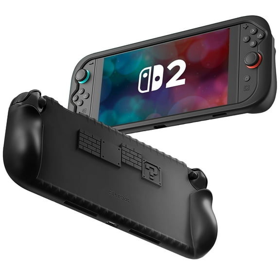 FINTIE Case for Nintendo Switch 2 (2025) with Game Card Slots, Soft Silicone [Anti-Slip] Shock Proof Protective Cover, Ergonomic Grip Case, Black