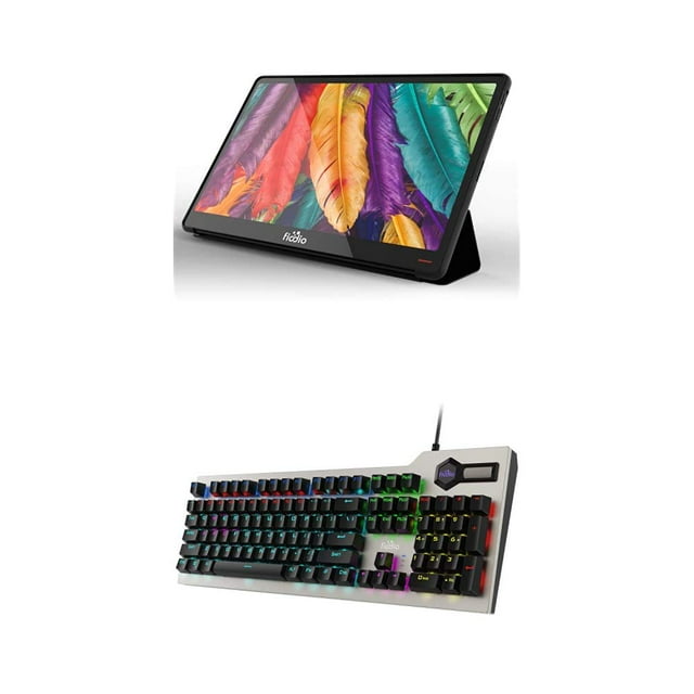 FIODIO 15.6 Inch FHD 1080P Portable Monitor and RGB Mechanical Gaming