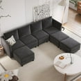 thumbnail image 1 of FIONA’S MAGIC Modular Sectional Couch, 7 Seats L Shaped Couch with Storage, Modern Chenille Sofa Set with USB Charging Ports, Comfy Couches with Chaise for Living Room, Office, Dark Grey, 1 of 8