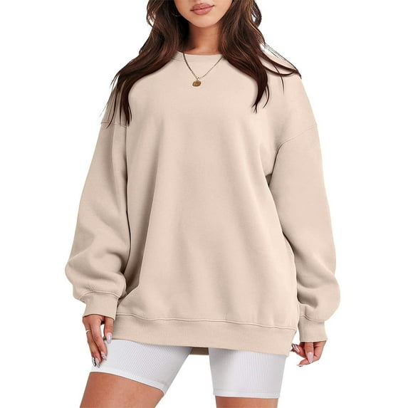 FIOPHY Oversized Sweatshirt for Women Fleece Long Sleeve Crew Neck Casual Pullover Sweatshirts Fall Tops