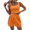 thumbnail image 1 of FIOPHY Two Piece Set for Women Summer Lounge Ribbed Tracksuit Outfits Elastic Waist Shorts And Short Sleeve Tops, 1 of 8