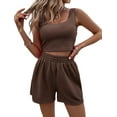 thumbnail image 1 of FIOPHY Two Piece Set for Women Summer Lounge Ribbed Tracksuit Outfits Elastic Waist Shorts And Short Sleeve Tops, 1 of 8