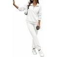 thumbnail image 1 of FIOPHY Women's Cozy 2 Piece Outfits Lounge Sets Long Sleeve Half Zip Sweatshirt Tops Jogger Sweatpants Sweats Track Suits Set,White,M, 1 of 5