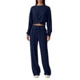 thumbnail image 1 of FIOPHY Womens 2 Piece Lounge Sets Twist Front Cropped Sweatshirt Wide Leg Sweatpant Fall Outfits Sweatsuit Tracksuit, 1 of 5