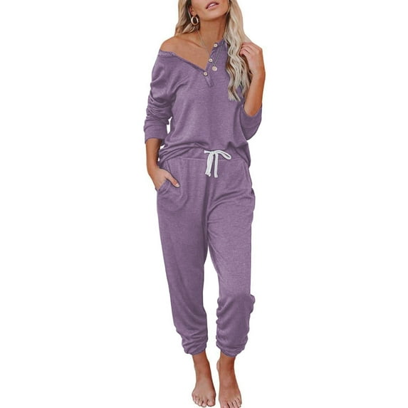 FIOPHY Womens 2 Piece Outfits Casual Sets Long Sleeve Tops and Jogger Sweatpants Sweats Suits Loungewear Pajama Set