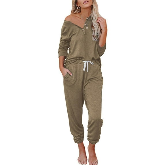 FIOPHY Womens 2 Piece Outfits Casual Sets Long Sleeve Tops and Jogger Sweatpants Sweats Suits Loungewear Pajama Set