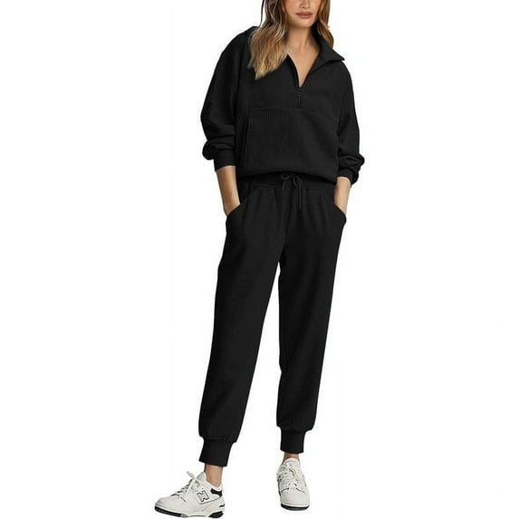 FIOPHY Womens 2 Piece Sweatsuits Set Long Sleeve Half Zip Pullover Sweatshirt Joggers Sweatpants Fall Outfits Tracksuit
