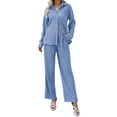 thumbnail image 1 of FIOPHY Womens Casual 2 Piece Outfits Pleated Wide Leg Pants and Long Sleeve Button Down Shirt Sets Lounge Streetwear Set, 1 of 7