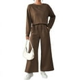thumbnail image 1 of FIOPHY Womens Fall 2 Piece Outfits Ribbed Knit Lounge Sets Crew Neck Sweatshirts and Drawstring High Waist Pants, 1 of 8