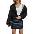 thumbnail image 1 of ieFashion Womens Faux Fur Cropped Coats Fuzzy Winter Jacket Long Sleeve Open Front Cardigan Top Fluffy Warm Outwear with Pockets,Black，M, 1 of 6