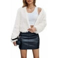 thumbnail image 1 of ieFashion  Womens Faux Fur Cropped Coats Fuzzy Winter Jacket Long Sleeve Open Front Cardigan Top Fluffy Warm Outwear with Pockets,White，2XL, 1 of 6