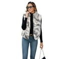 thumbnail image 1 of ieFashion Womens Faux Fur Vest Stand Collar Sleeveless Zip Up Vest Cardigan Top Fuzzy Coats Jacket Fluffy Outwear with Pockets,Gray,S, 1 of 9