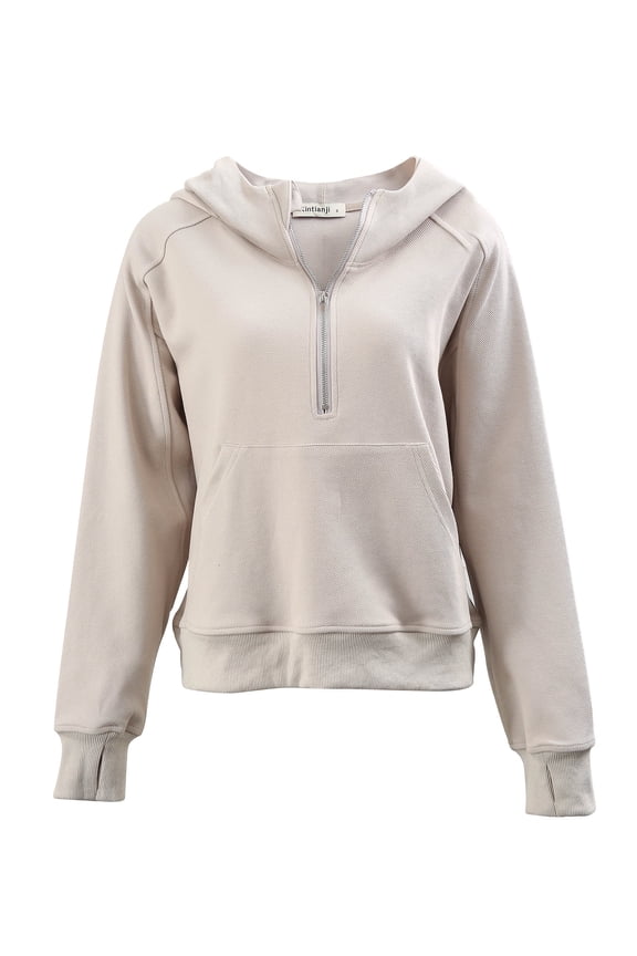 Womens Half Zip Pullover Hoodies Oversized Long Sleeve Sweatshirts Casual Fall Outfits with Pocket