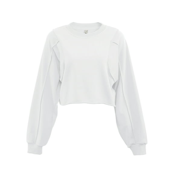 FIOPHY Womens Oversized Cropped Sweatshirts Crew Neck Long Sleeve Pullover Sweatshirt Casual Fall Tops